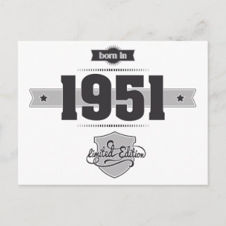 Geboren in 1951 (Dark&Lightgrey) Briefkaart