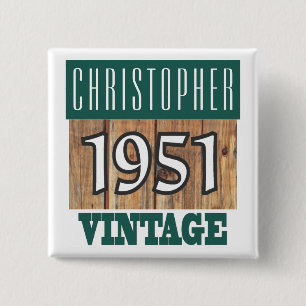 Geboren in 1951, speciaal geboortejaar vierkante button 5,1 cm