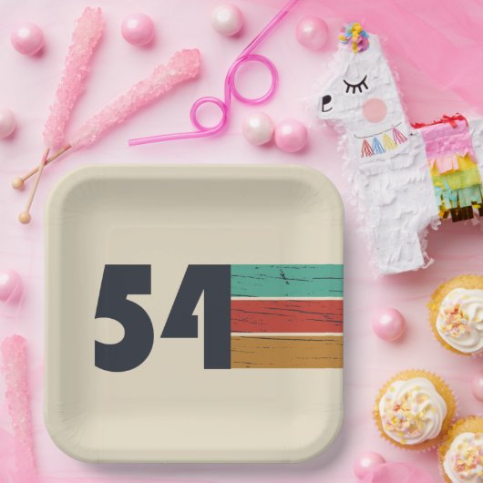 Geboren in 1954 jaar papieren bordje (Feest)