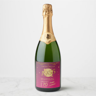 Geboren in 1955 70ste verjaardag wijnlabel Set Sparkling Wijnetiket