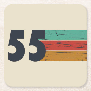 Geboren in 1955 70ste verjaardagscadeau vierkante kartonnen onderzetter
