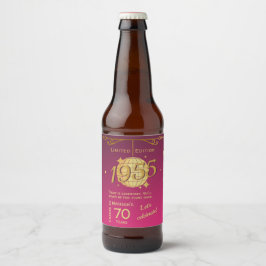 Geboren in 1955 70ste verjaardagsfeest roze bier L Bier Etiket