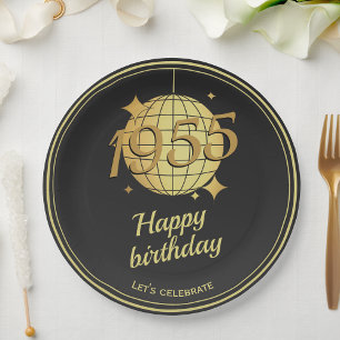 Geboren in 1955 70ste verjaardagsfeest zwart Papie Papieren Bordje