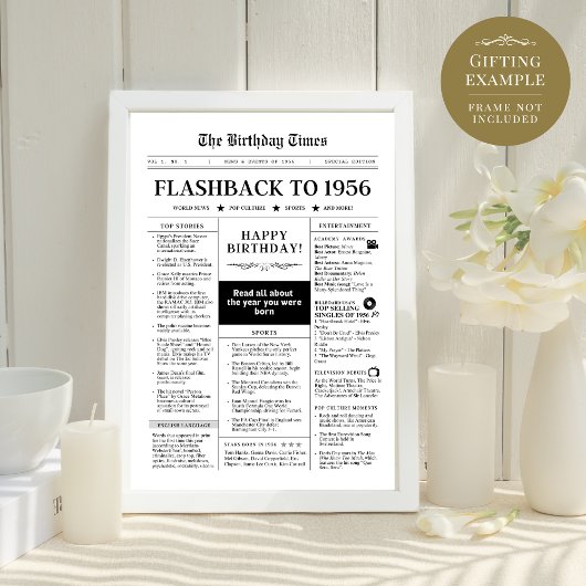 Geboren in 1956 Fun Zwart-wit krant