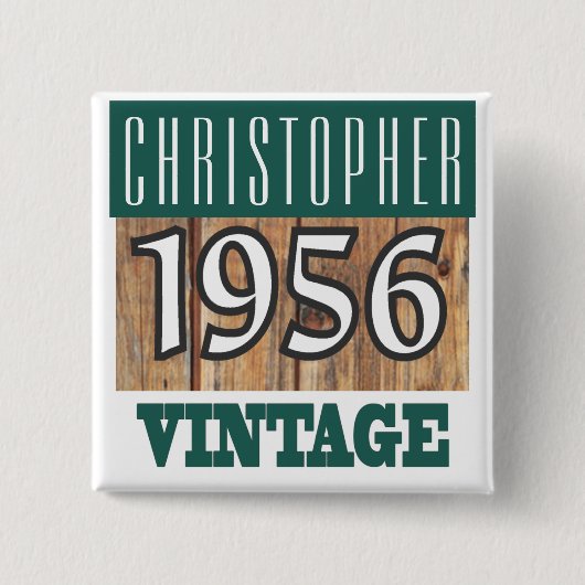 Geboren in 1956 vierkante button 5,1 cm (Voorkant)