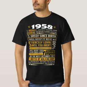 Geboren in 1958 feiten, Geboren in 1958 Retro Vint T-shirt