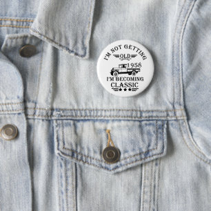 geboren in 1958 verjaardagscadeau mannen cadeau ronde button 5,7 cm