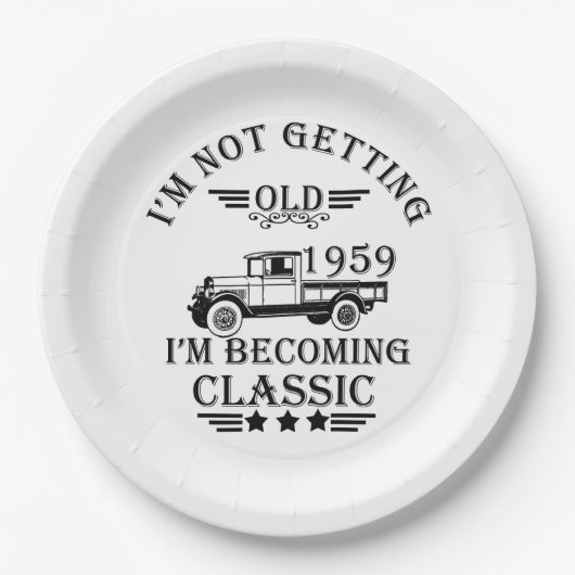 Geboren in 1959  verjaardag zwart papieren bordje (Voorkant)