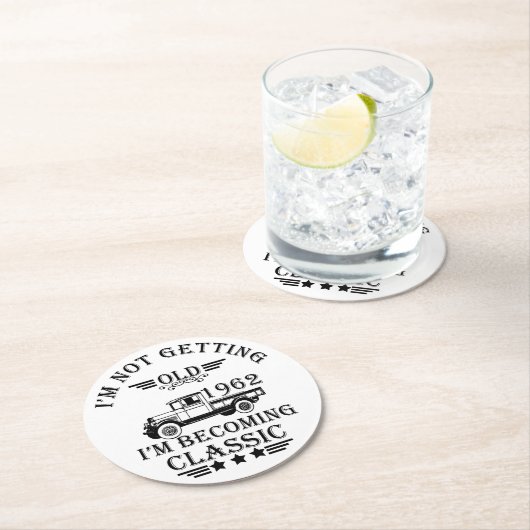 geboren in 1962 verjaardagscadeau mannen cadeau ronde kartonnen onderzetter (Insitu)