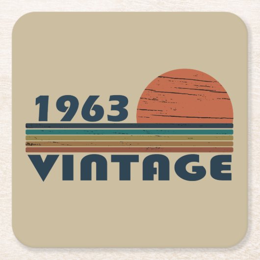 Geboren in 1963 op verjaardag vierkante kartonnen onderzetter (Voorkant)