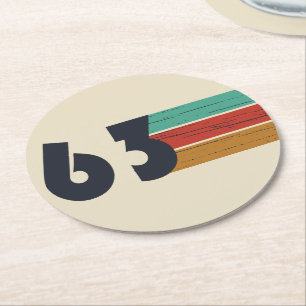 Geboren in 1963 verjaardagscadeau ronde kartonnen onderzetter