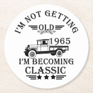 Geboren in 1965  verjaardagscadeau ronde kartonnen onderzetter