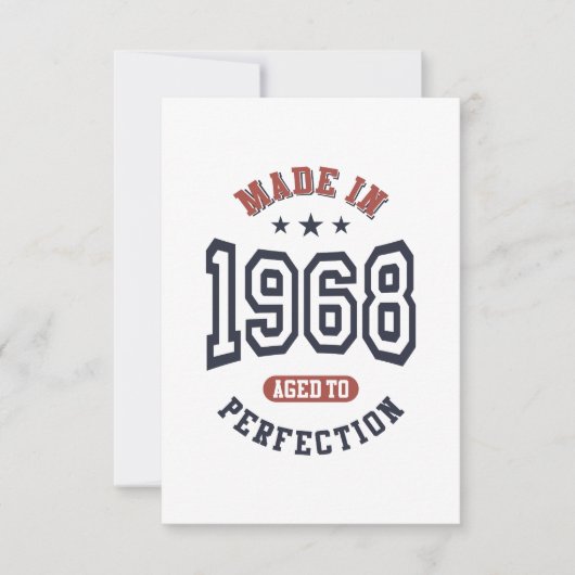 Geboren in 1968. RSVP kaartje (Voorkant)