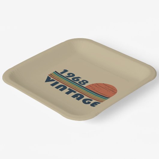 Geboren in 1968 verjaardag papieren bordje (Gebogen)