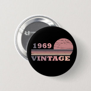 Geboren in 1969  verjaardag paars roze lila ronde button 5,7 cm