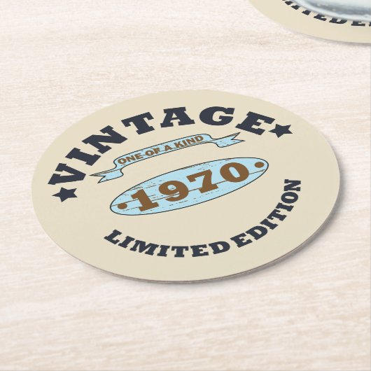 Geboren in 1970 verjaardagscadeau ronde kartonnen onderzetter (Gebogen)