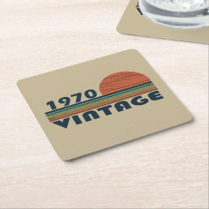 Geboren in 1970  verjaardagscadeau vierkante kartonnen onderzetter