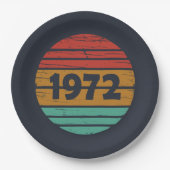 Geboren in 1972 verjaardagscadeau papieren bordje (Voorkant)