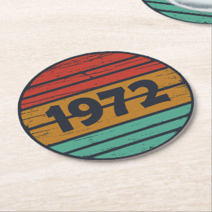 Geboren in 1972  verjaardagscadeau ronde kartonnen onderzetter