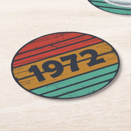 Geboren in 1972 verjaardagscadeau ronde kartonnen onderzetter (Gebogen)