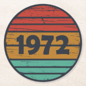 Geboren in 1972 verjaardagscadeau ronde kartonnen onderzetter (Voorkant)