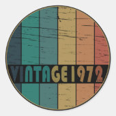 Geboren in 1972 verjaardagscadeau ronde sticker (Voorkant)