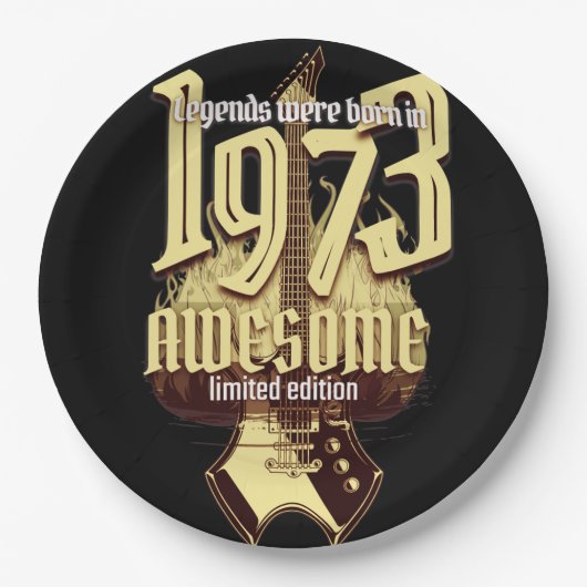 geboren in 1973 op rotsen papieren bordje (Voorkant)