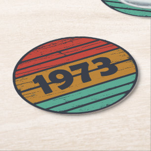 Geboren in 1973 verjaardagscadeau ronde kartonnen onderzetter