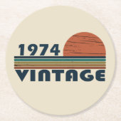 Geboren in 1974 50ste verjaardagsfeest ronde kartonnen onderzetter (Voorkant)