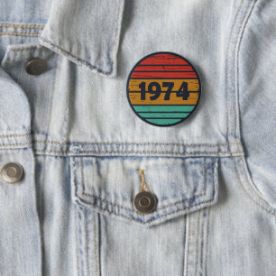 Geboren in 1974  verjaardagsfeest ronde button 5,7 cm