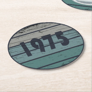 Geboren in 1975  50ste verjaardagscadeau ronde kartonnen onderzetter