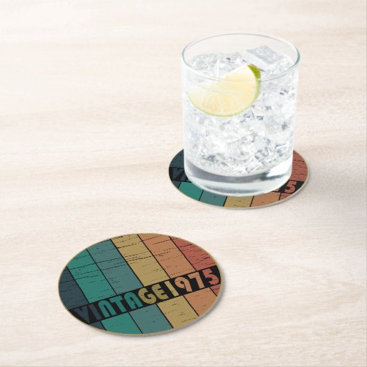 Geboren in 1975 50ste verjaardagsfeest ronde kartonnen onderzetter (Insitu)