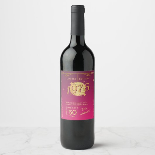 geboren in 1975 50ste verjaardagsfeest wijnlabel wijn etiket (Voorkant)