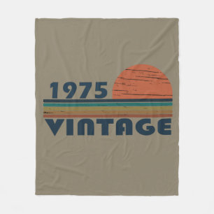 Geboren in 1975 vintage verjaardagscadeau fleece deken