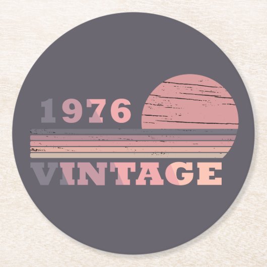 Geboren in 1976 verjaardagscadeau ronde kartonnen onderzetter (Voorkant)