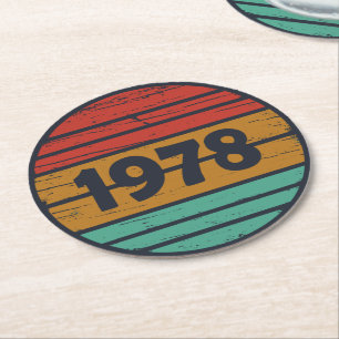 Geboren in 1978  verjaardagscadeau ronde kartonnen onderzetter