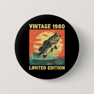 Geboren in 1980 Cadeaus Jaar Oud Cadeau 1980 Visse Ronde Button 5,7 Cm
