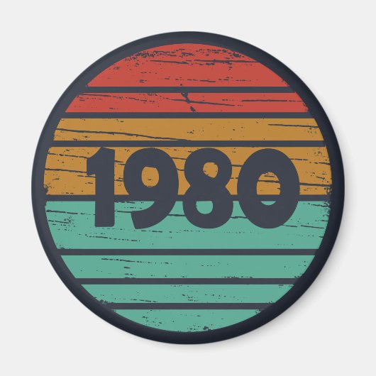 Geboren in 1980 verjaardagscadeau magneet (Voorkant)