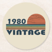 Geboren in 1980 verjaardagscadeau ronde kartonnen onderzetter (Voorkant)