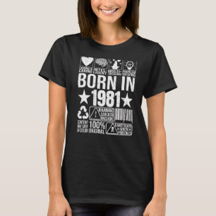 Geboren in 1981: Content Warning Label Barcode Bir T-shirt