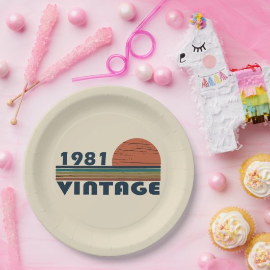 Geboren in 1981 verjaardagscadeau papieren bordje