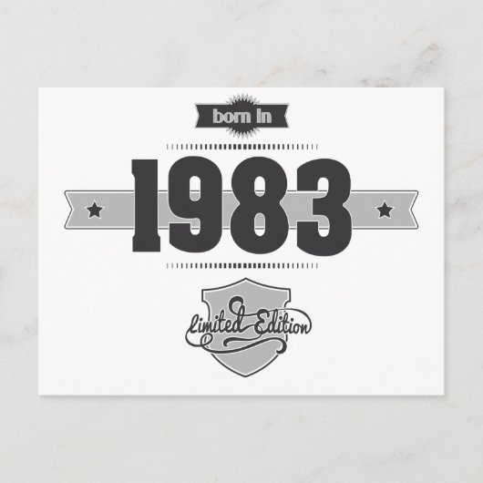Geboren in 1983 (Dark&Lightgrey) Briefkaart (Voorkant)