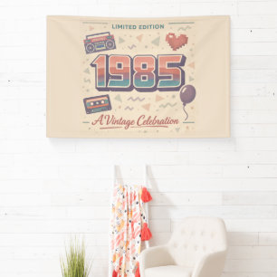 Geboren in 1985 Vintage Banner Plat Kaartje Retr