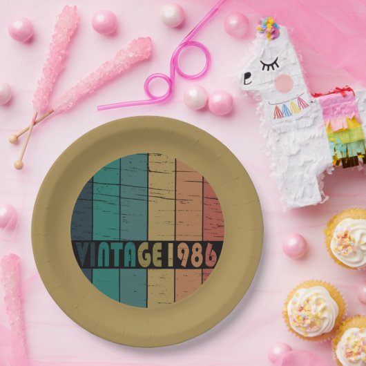 geboren in 1986 verjaardag papieren bordje (Feest)