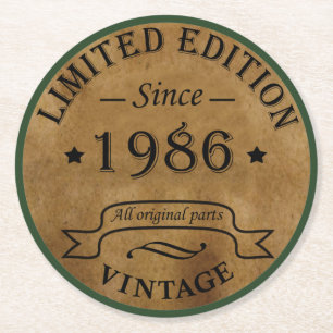 geboren in 1986 verjaardag ronde kartonnen onderzetter