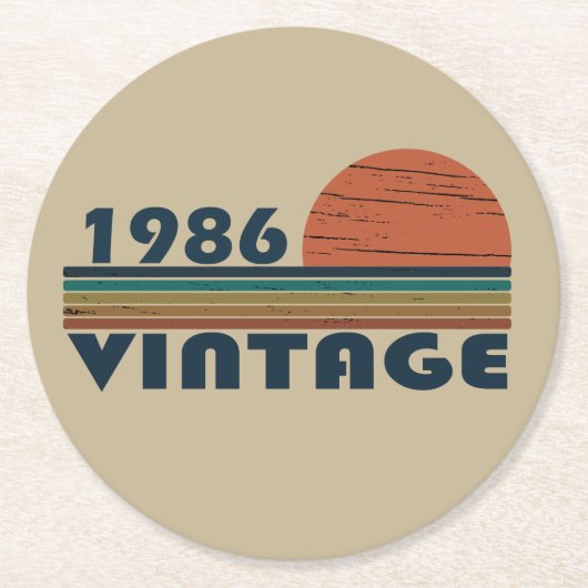 Geboren in 1986 verjaardagscadeau ronde kartonnen onderzetter (Voorkant)