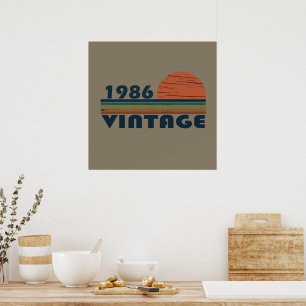 geboren in 1986 vintage verjaardagscadeau poster