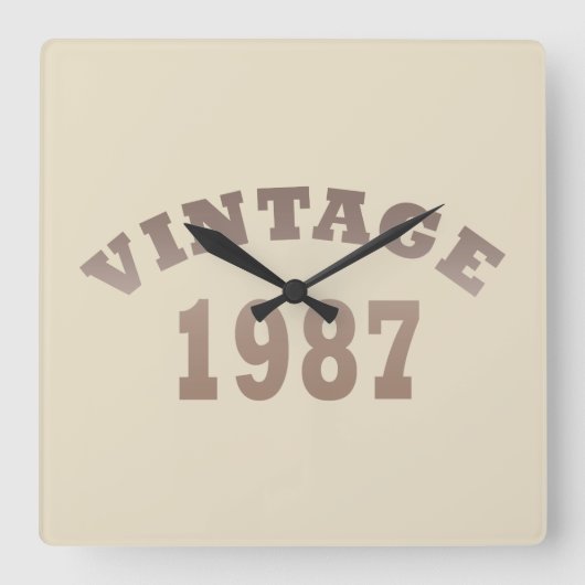 geboren in 1987  verjaardag vierkante klok (Voorkant)