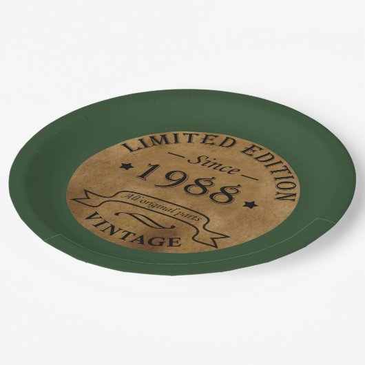 geboren in 1988 verjaardag papieren bordje (Gekanteld)