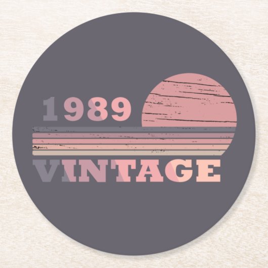 geboren in 1989 verjaardag ronde kartonnen onderzetter (Voorkant)